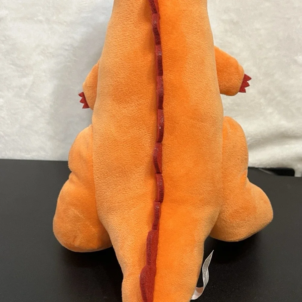 Dog Toy T-Rex Dinosaur Plush Crinkle Tail Stuffed Animal Toy Orange Red 15